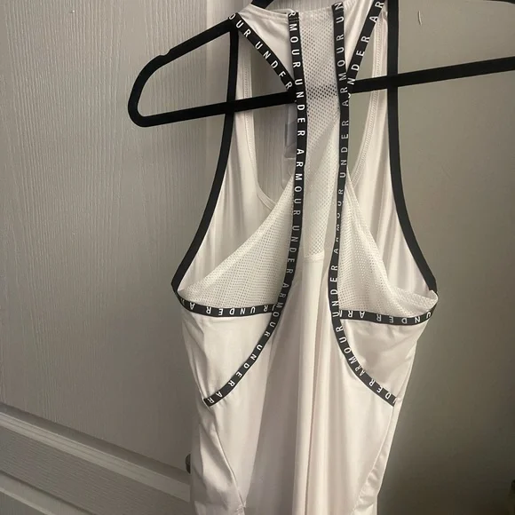 Under Armour White Racerback Tank with Black Trim and Multicolor Logo - Picture 4 of 4